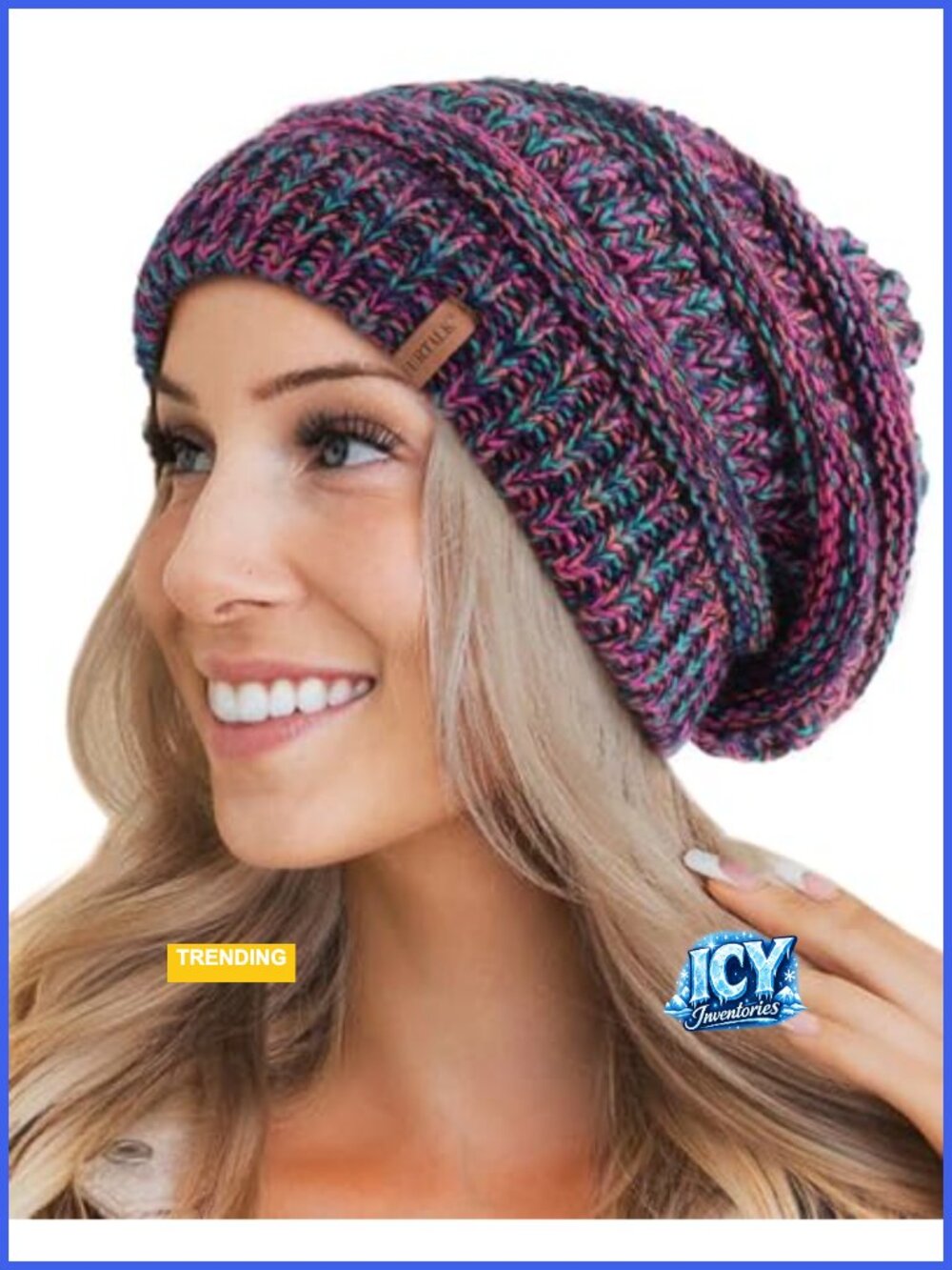 Fleece Lined Knit Beanie Slouchy Winter Hat Ski Cap